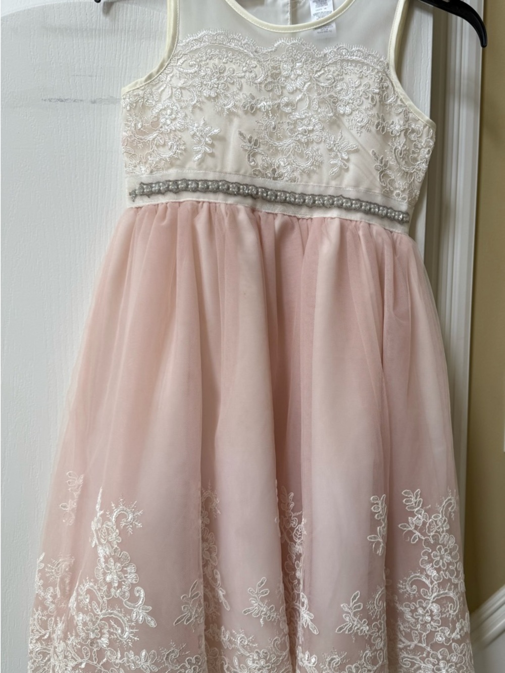Blueberi Boulevard Ivory & Blush Tulle Lace Party Dress